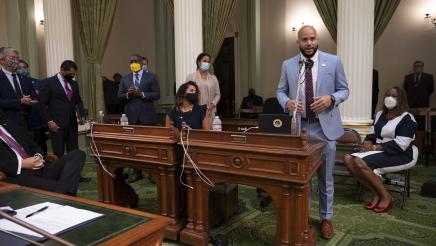 Asm. Bryan addressing the Assembly