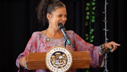 Guest speaker at podium
