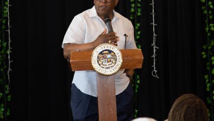Guest speaker at podium