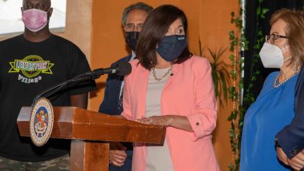 Speaker at podium