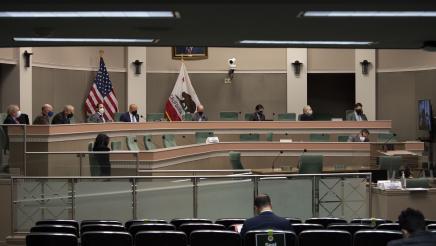 Wide view of committee members seated