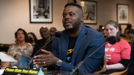 Stockton Mayor Michael Tubbs providing testimony