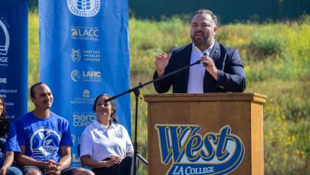 Guest speaker at podium, speaking