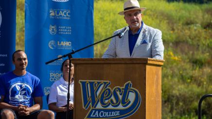 Guest speaker at podium, speaking