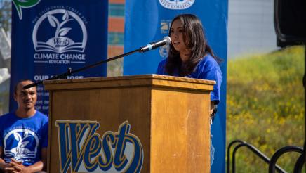 Guest speaker at podium, speaking