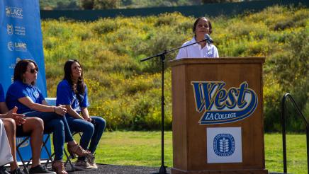 Guest speaker at podium, speaking