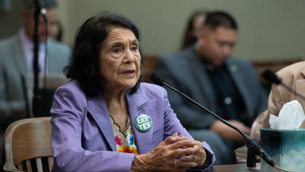 Dolores Huerta providing testimony