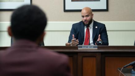 Asm. Bryan speaking to witness