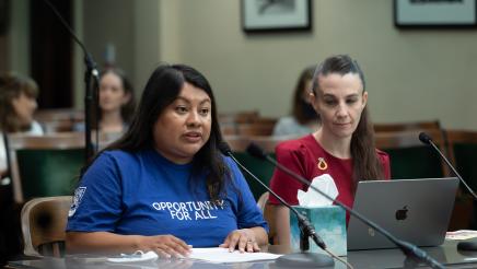 Witness providing testimony while another witness listens on