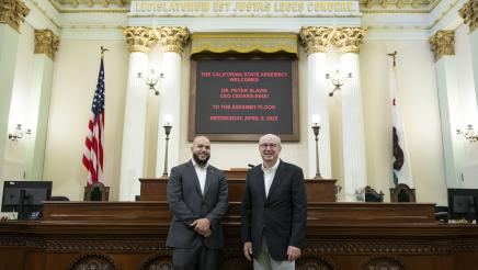 Asm. Bryan and Dr. Slavin posing on the Assembly Floor